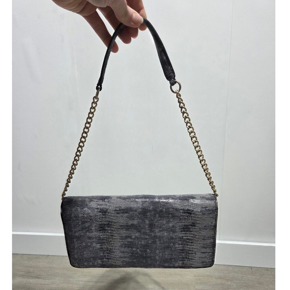 Banana Republic Snake Embossed Leather Convertible Evening Clutch Shoulder Bag